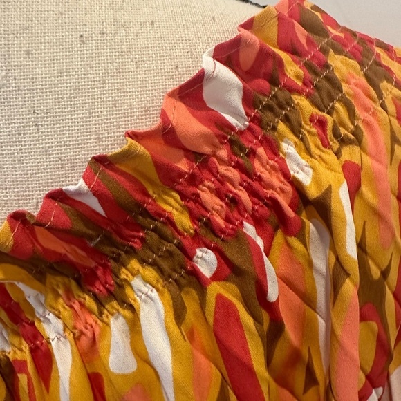 Bob Mackie, wearable, art butterfly blouse bright pattern accordion pleats SZ XL - Picture 4 of 8